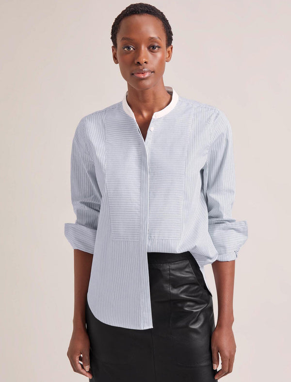 Sefton Organic Cotton Shirt - Blue White Stripe