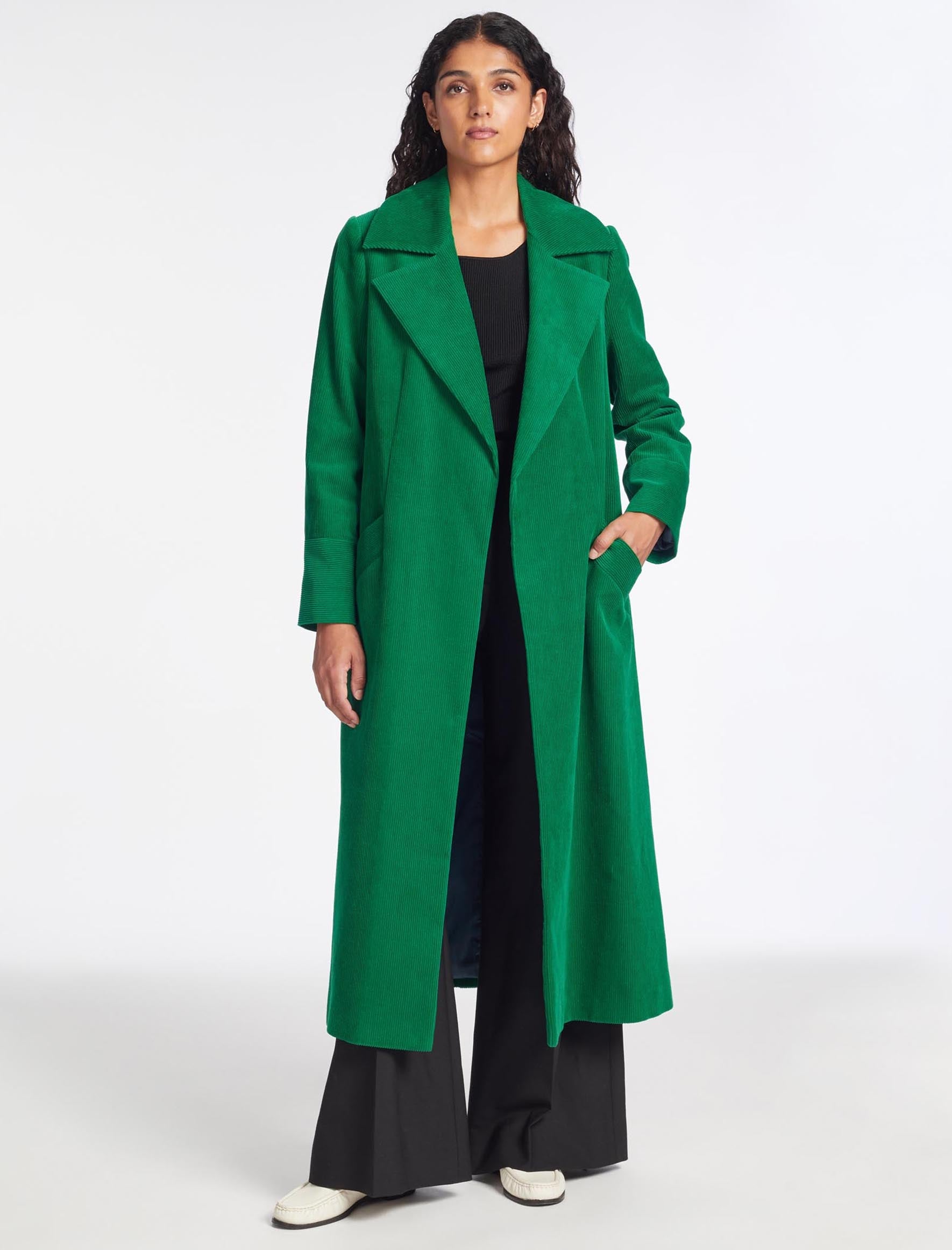 Roxanne Corduroy Coat Emerald Green