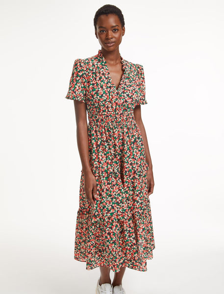 Evie Cotton Maxi Dress - Pink Blossom Print