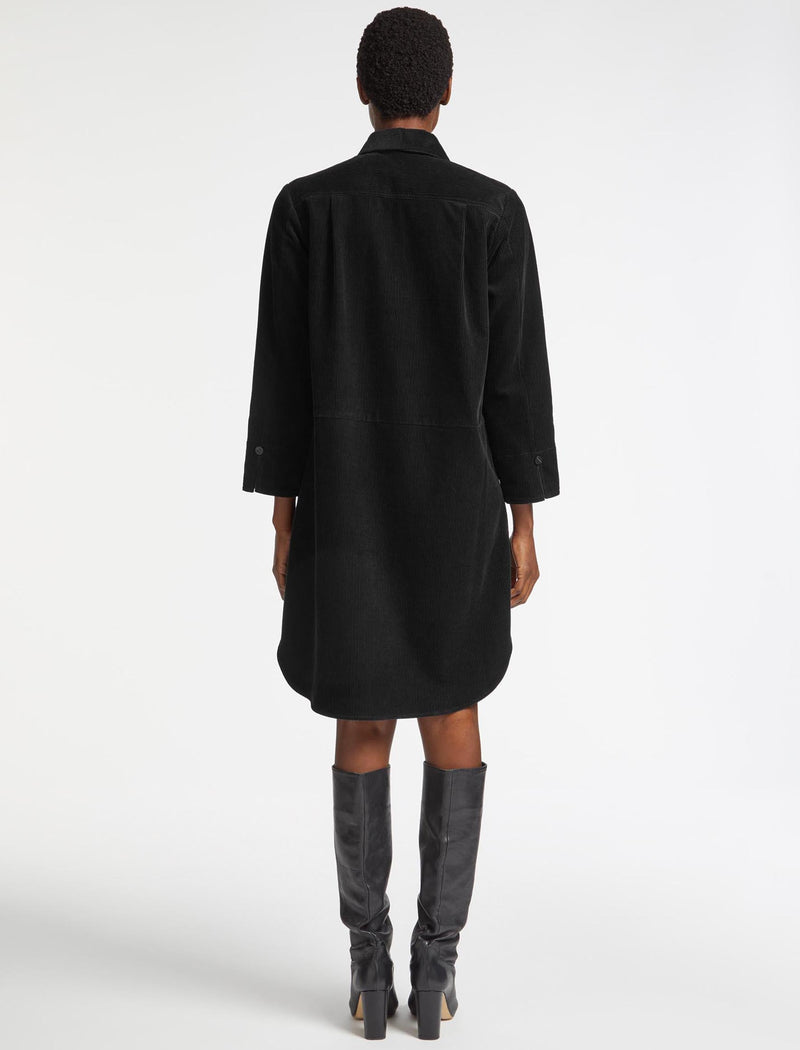 Noah Corduroy Midi Dress - Black
