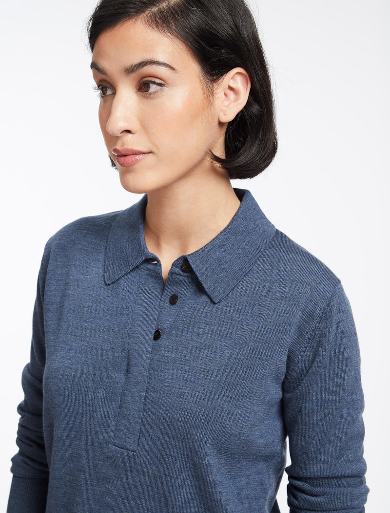 Josie Wool Collared Jumper - Denim Blue