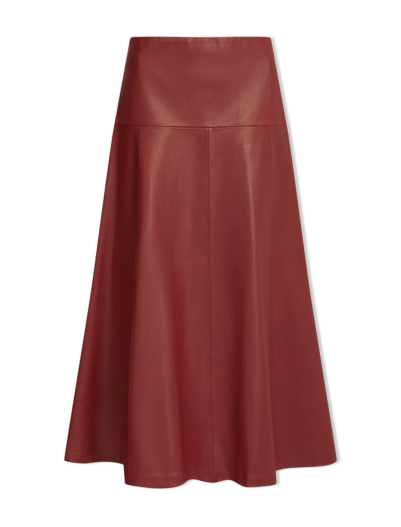Sierra Leather A Line Maxi Skirt - Red
