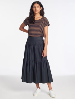 Sylvia Cotton Twill Maxi Skirt - Navy