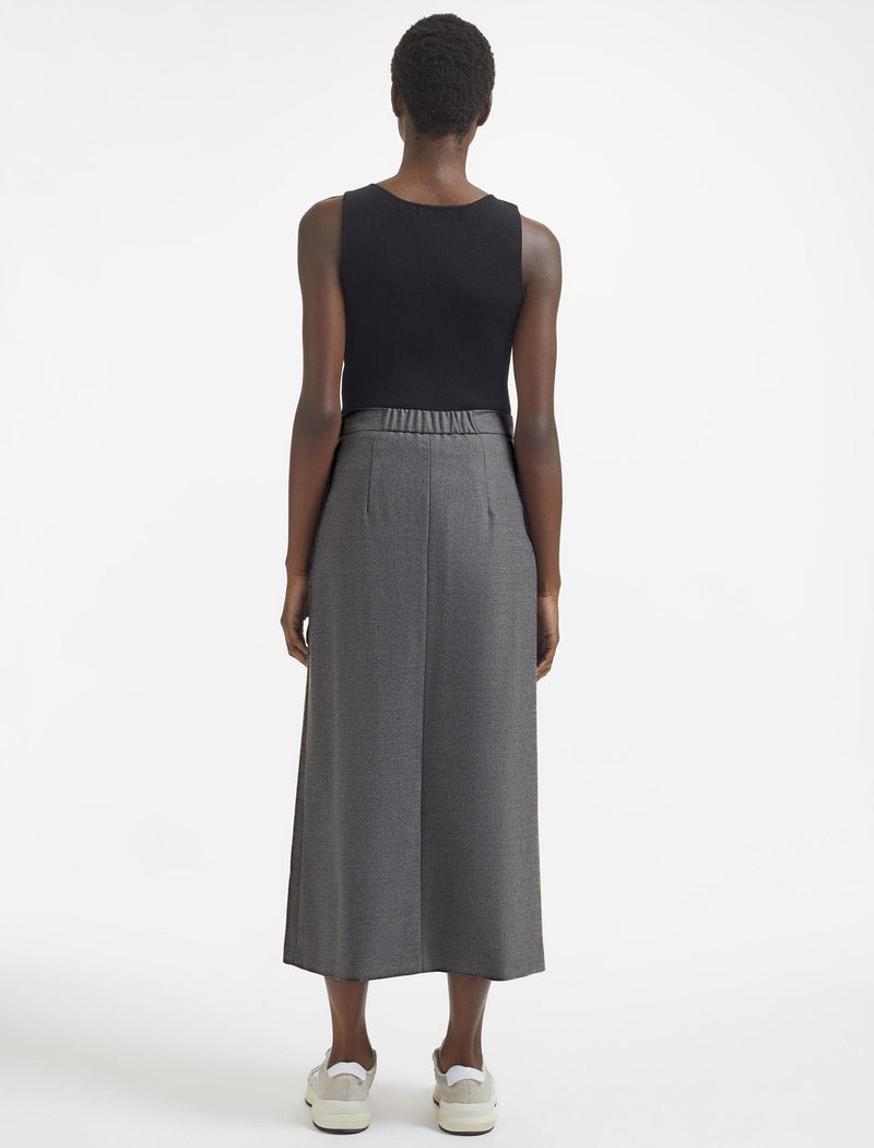 Layla Wool Maxi Wrap Skirt - Mid Grey