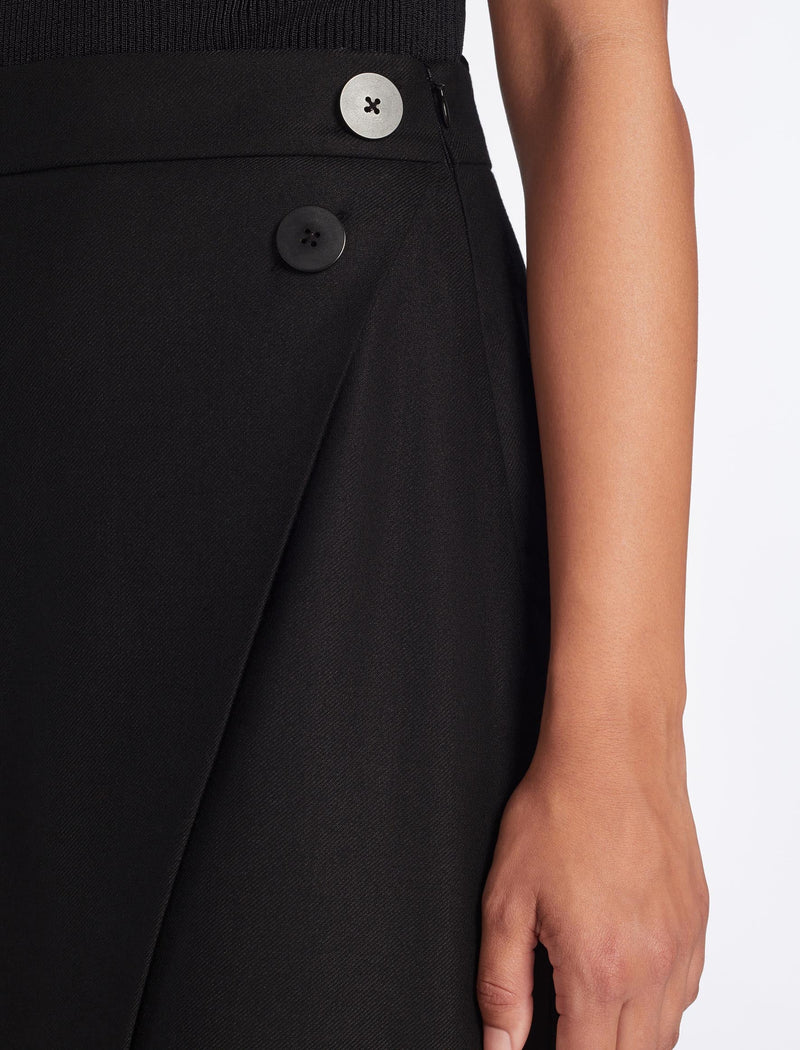 Layla Wool Maxi Wrap Skirt - Black