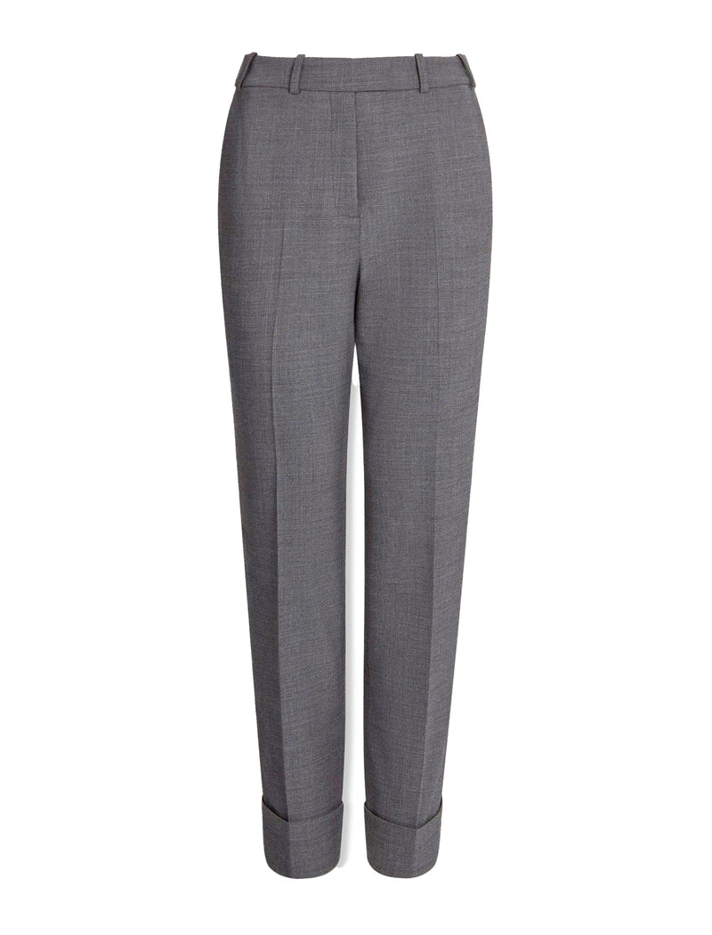 Clement New Wool Easy Waist Turn Up Trouser - Mid Grey