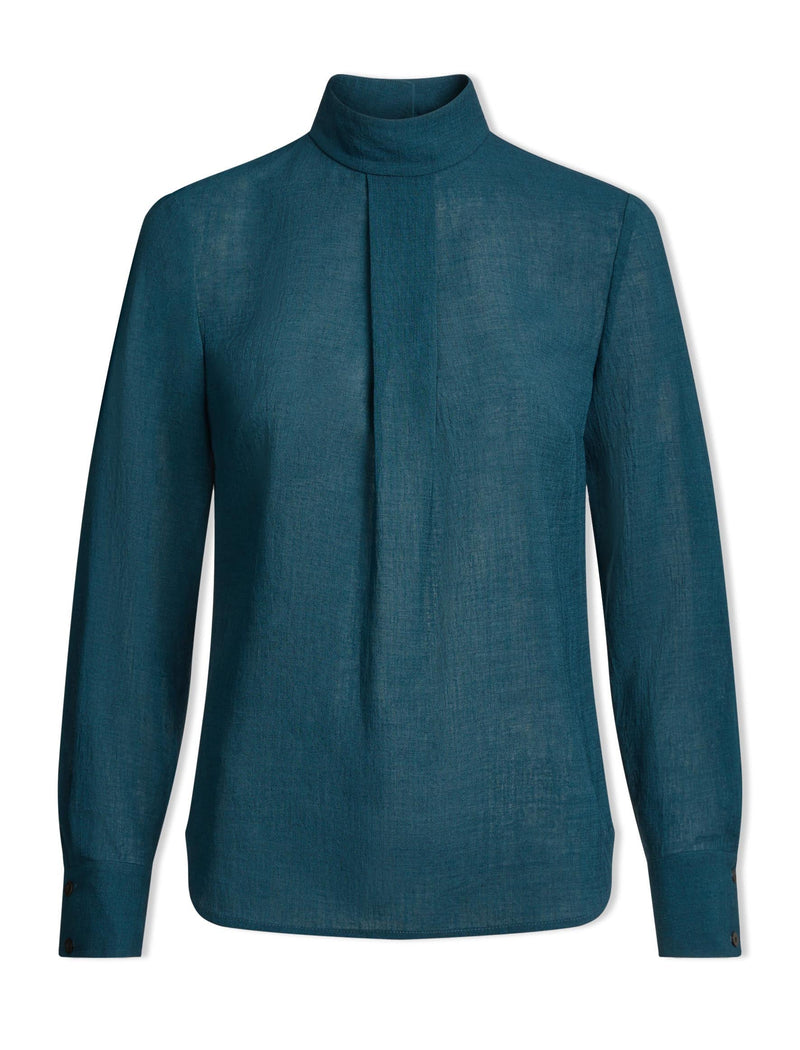 Riley Techni Voile Blouse - Petrol Blue