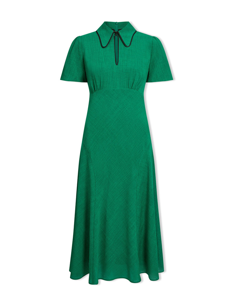 Reya Techni Voile Midi Dress - Emerald Green