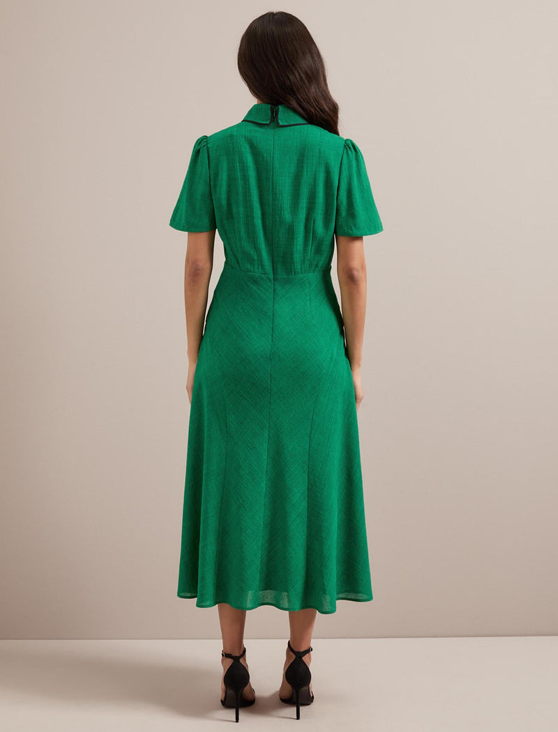 Reya Techni Voile Midi Dress - Emerald Green