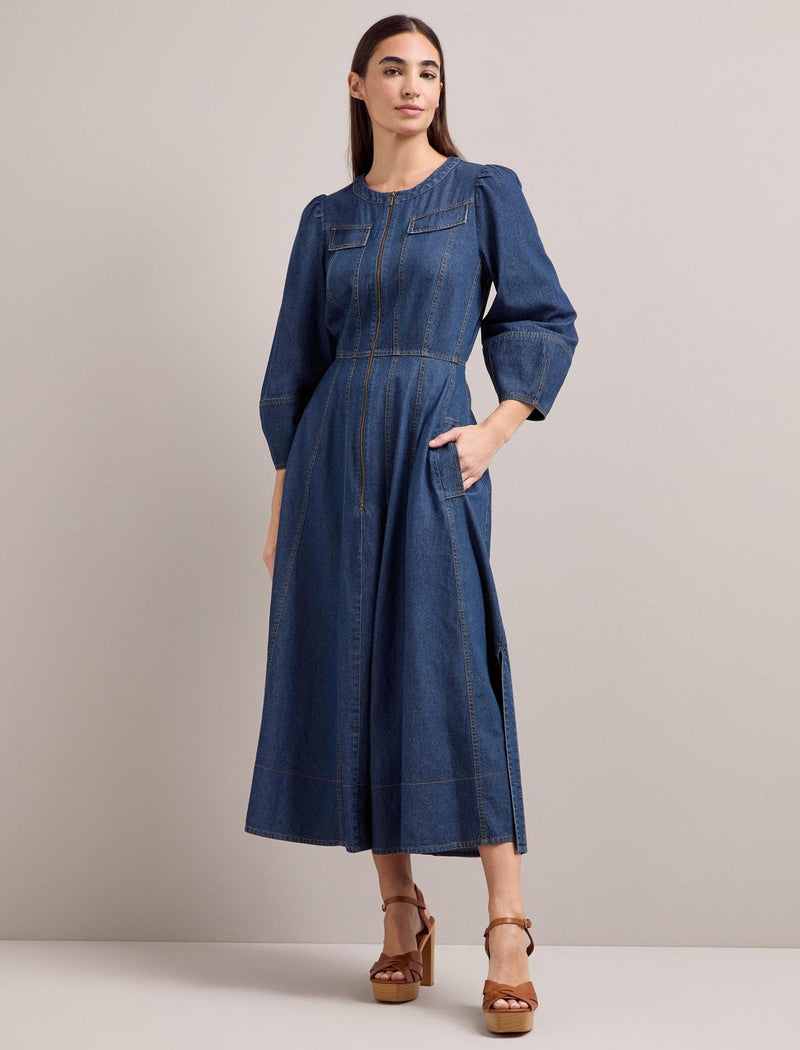 Lara Denim Maxi Dress - Dark Blue