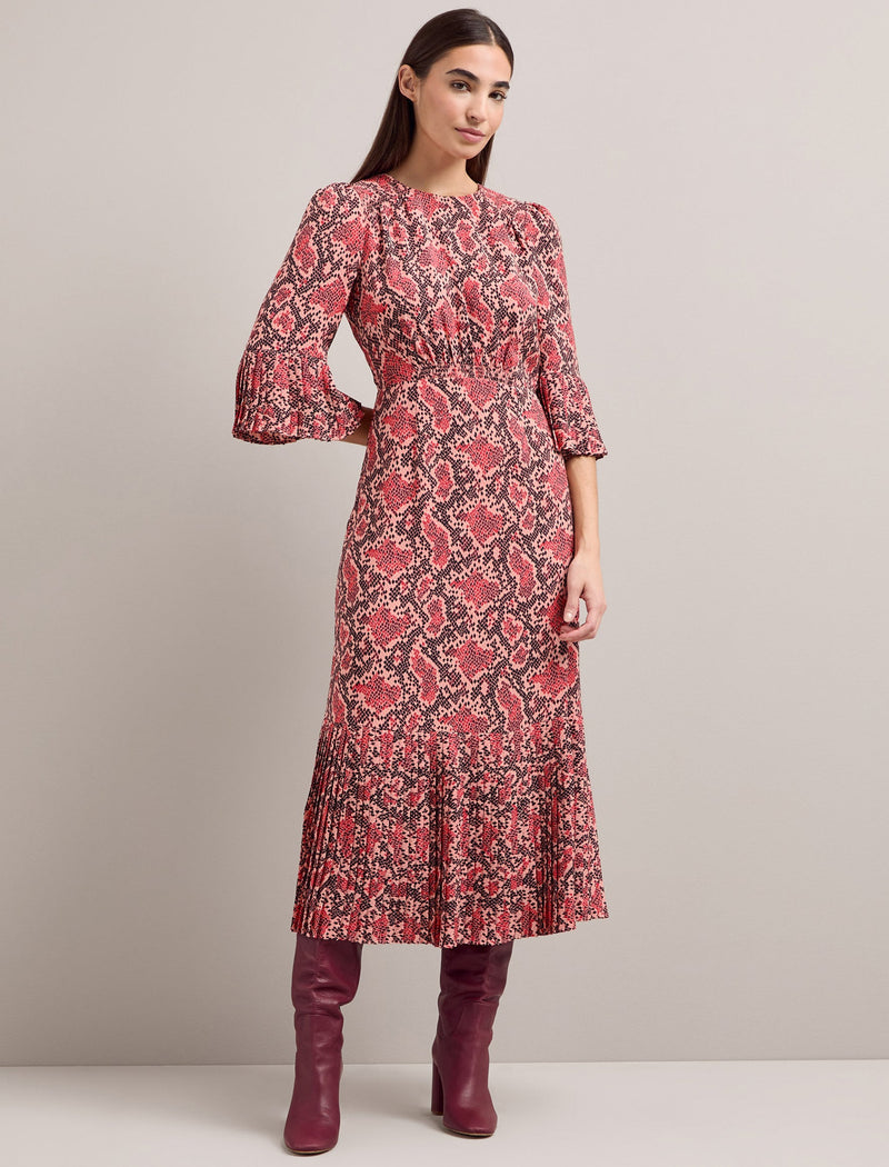 Tibi Maxi Dress - Pink Snakeskin Print