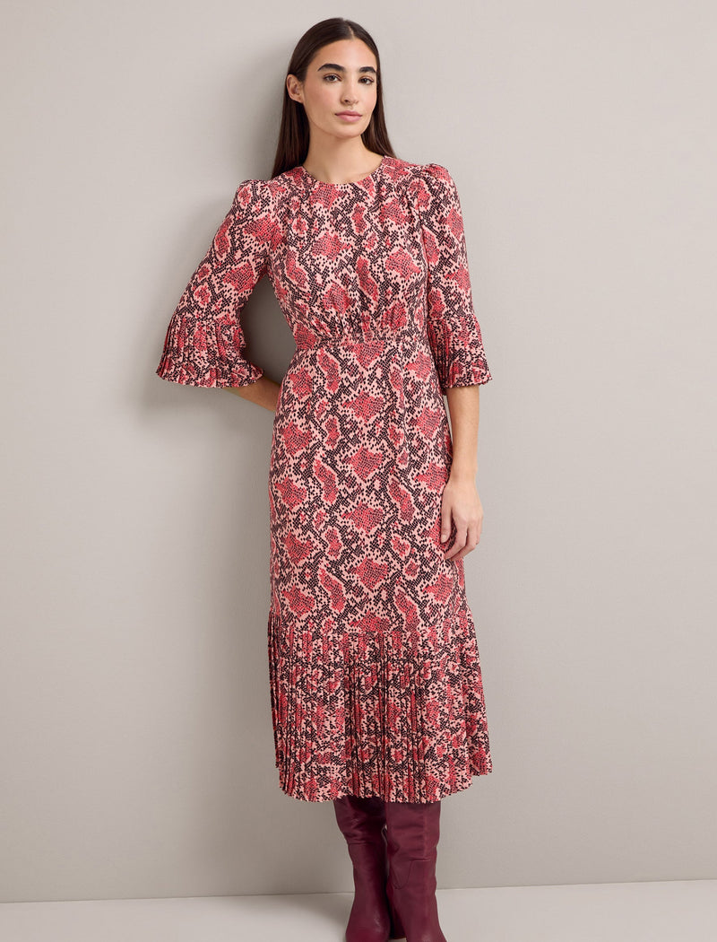 Tibi Maxi Dress - Pink Snakeskin Print