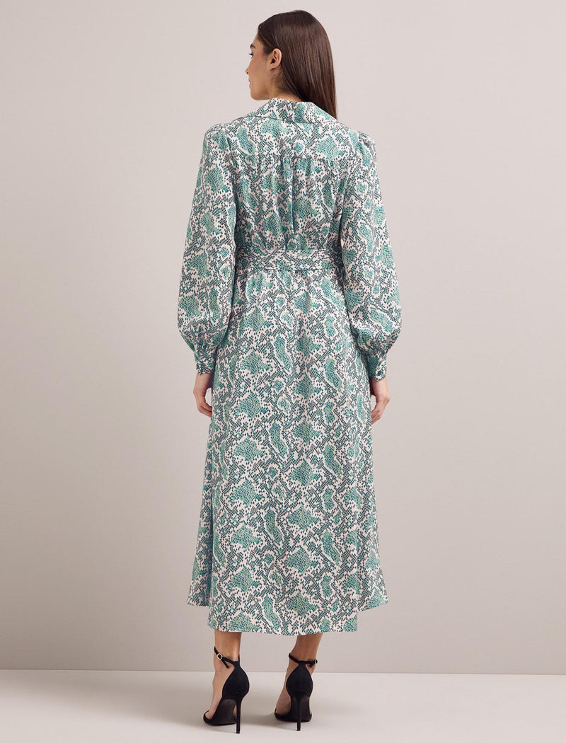 Odette Maxi Dress - Green Snakeskin Print