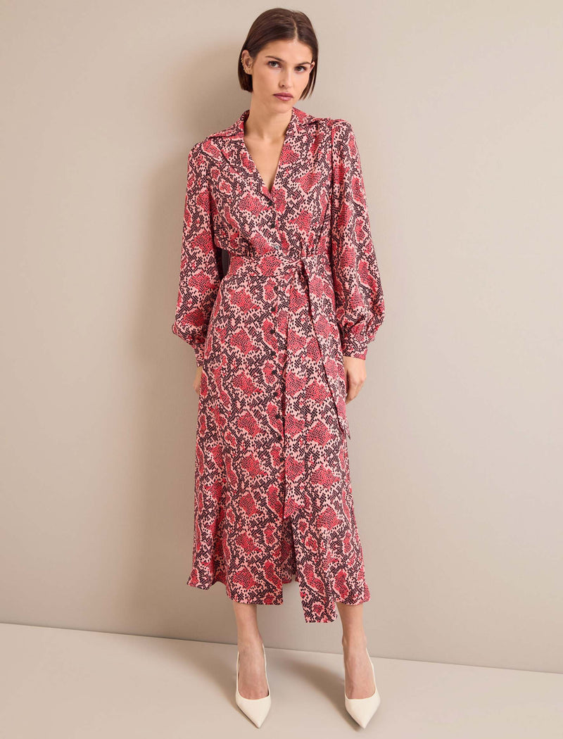 Odette Maxi Dress - Pink Snakeskin Print