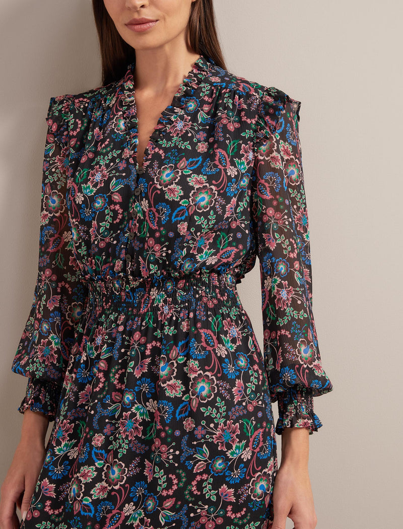 Navy floral shirt dress hotsell