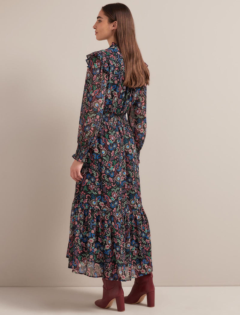 Saskia Maxi Shirt Dress - Navy Multi Large Floral Print