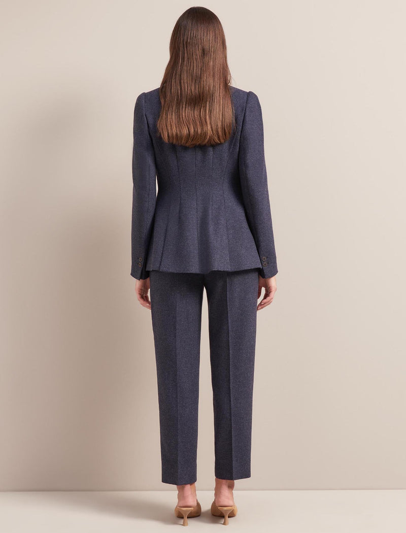 Josephine Houndstooth Wool Blazer - Navy