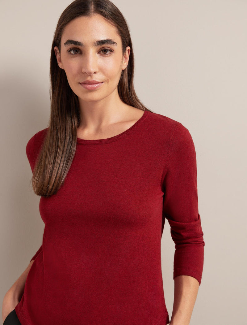 Maia Cotton Silk Blend T-Shirt - Dark Red