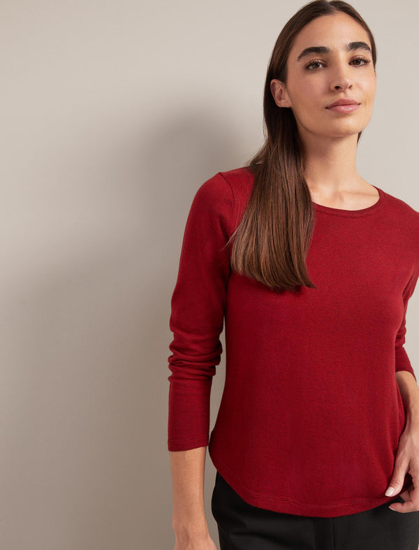 Maia Cotton Silk Blend T-Shirt - Dark Red