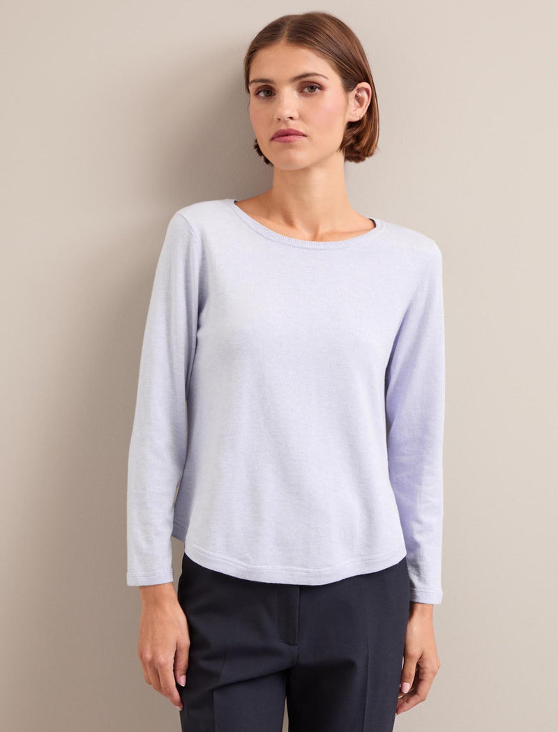 Maia Cotton Silk Blend T-Shirt - Pale Blue