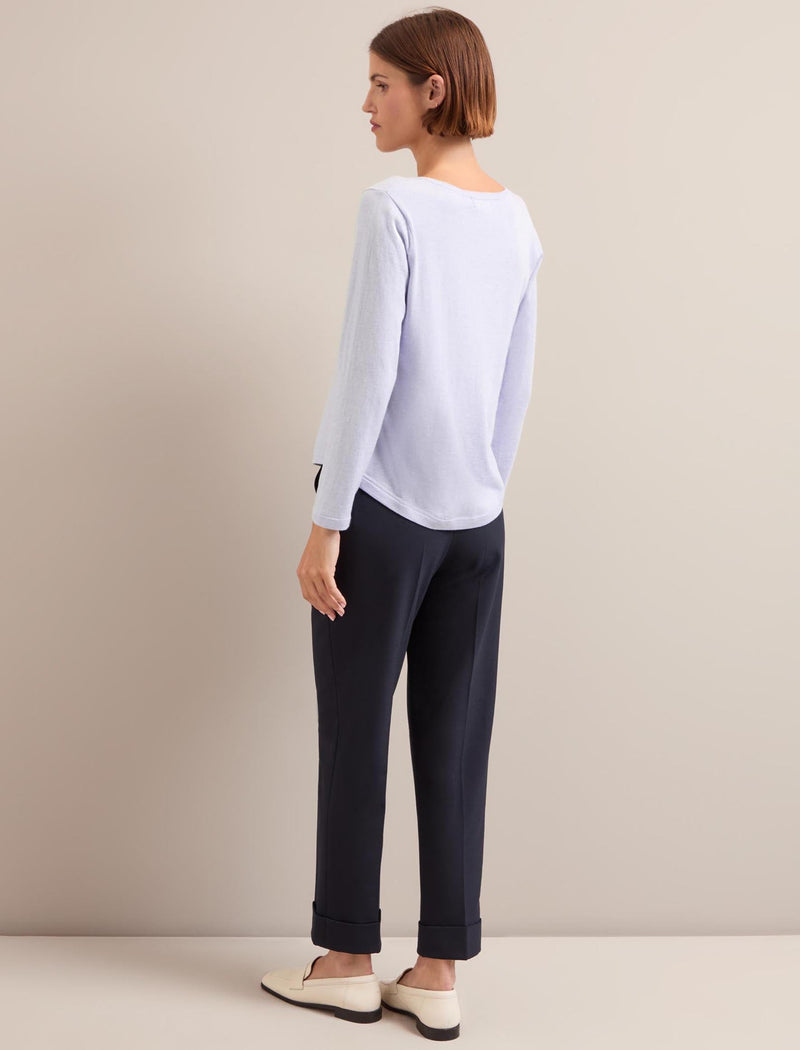 Maia Cotton Silk Blend T-Shirt - Pale Blue