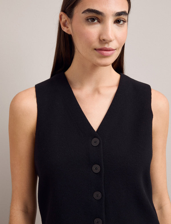 Wynne Cotton Blend Waistcoat - Black