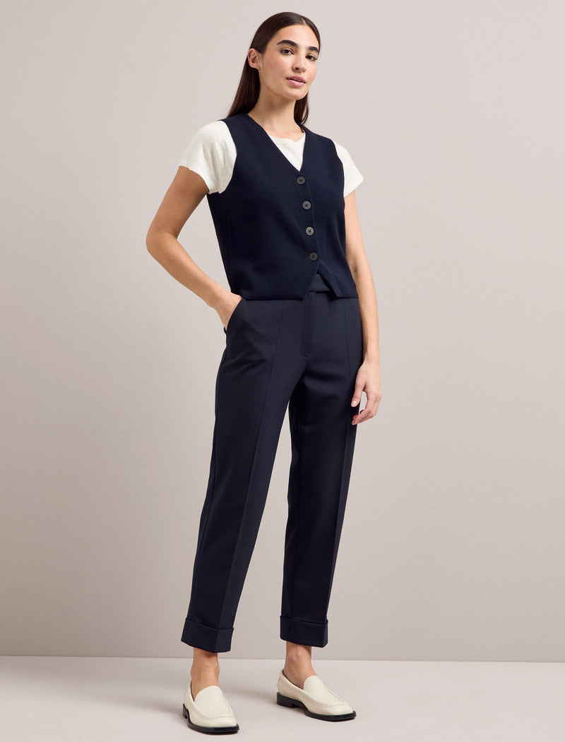 Wynne Cotton Blend Waistcoat - Navy