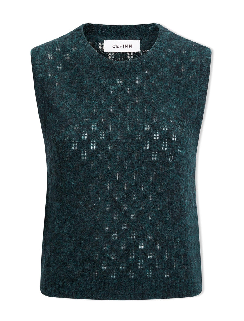 Jeanette Alpaca Sleeveless Jumper - Dark Green