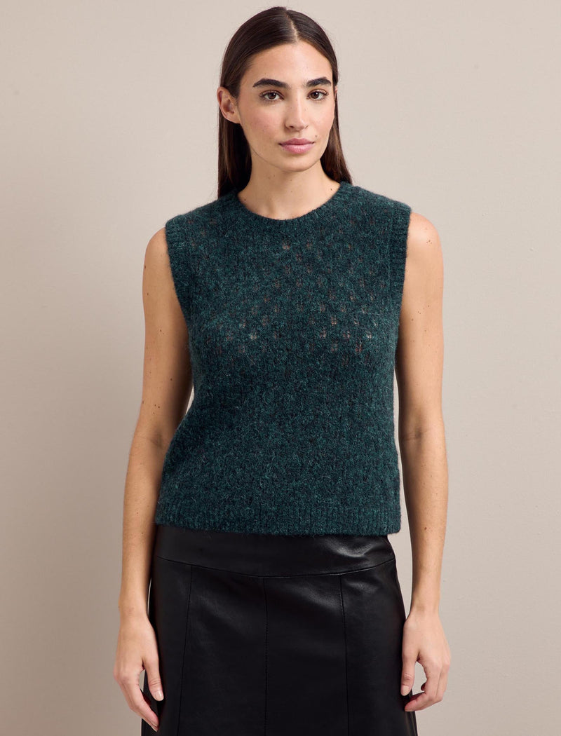 Jeanette Alpaca Sleeveless Jumper - Dark Green