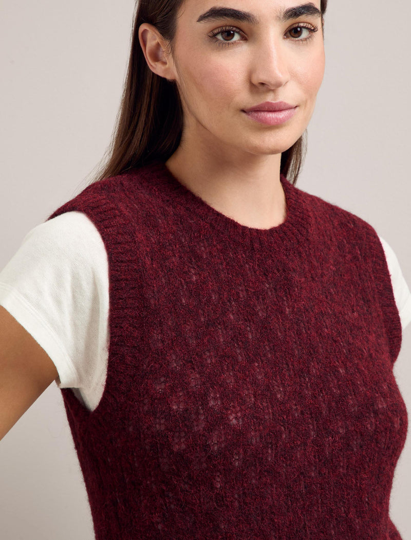 Jeanette Alpaca Sleeveless Jumper - Burgundy