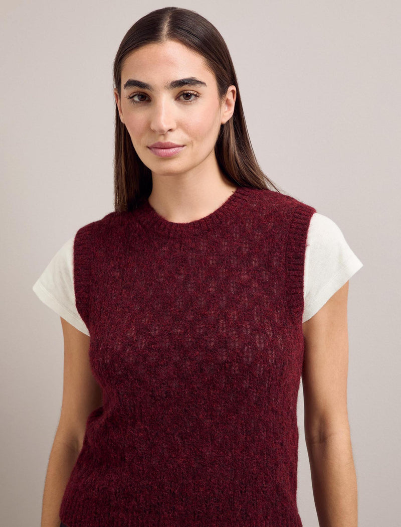 Jeanette Alpaca Sleeveless Jumper - Burgundy