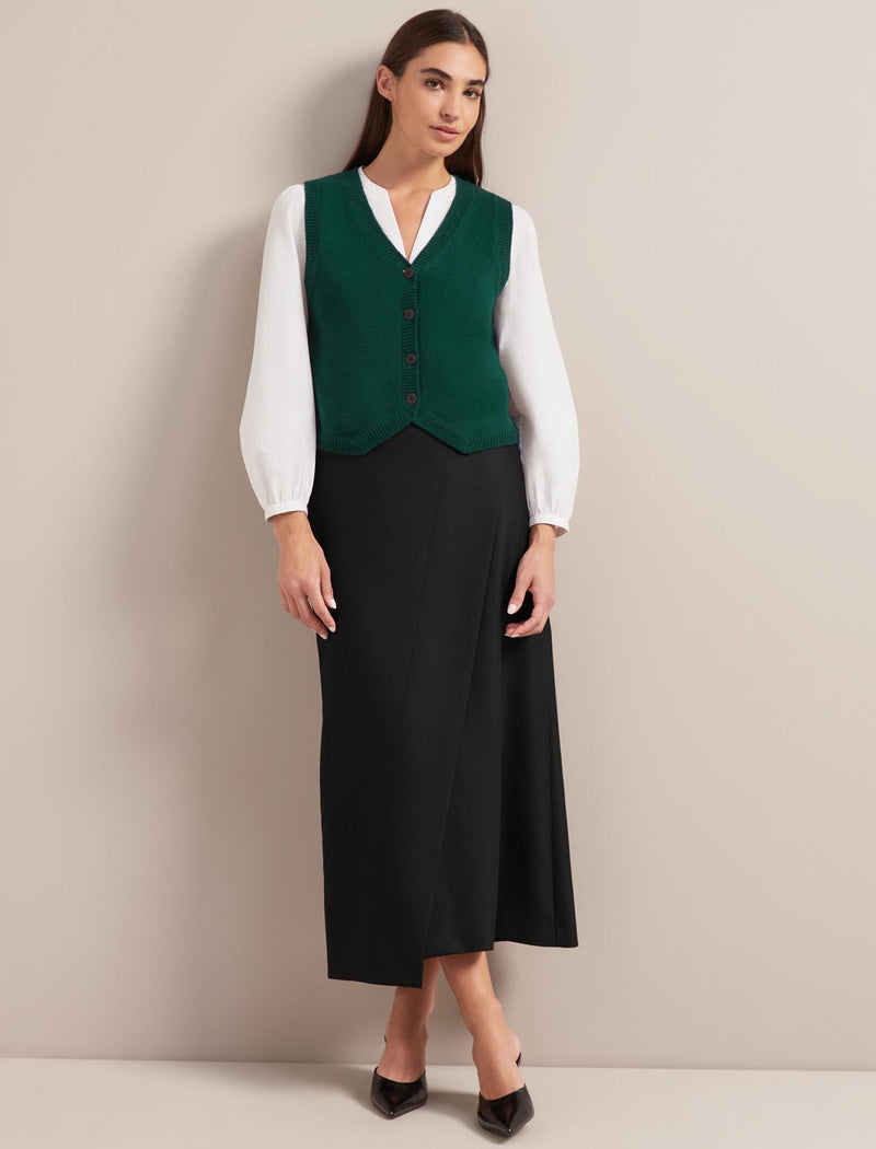 Wesley Cashmere Blend V Neck Waistcoat - Dark Green