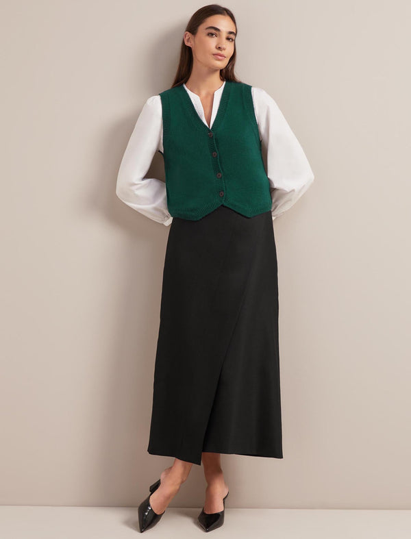 Wesley Cashmere Blend V Neck Waistcoat - Dark Green