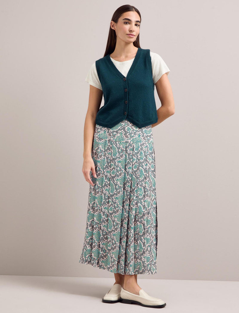 Sienna Maxi Skirt - Green Snakeskin Print