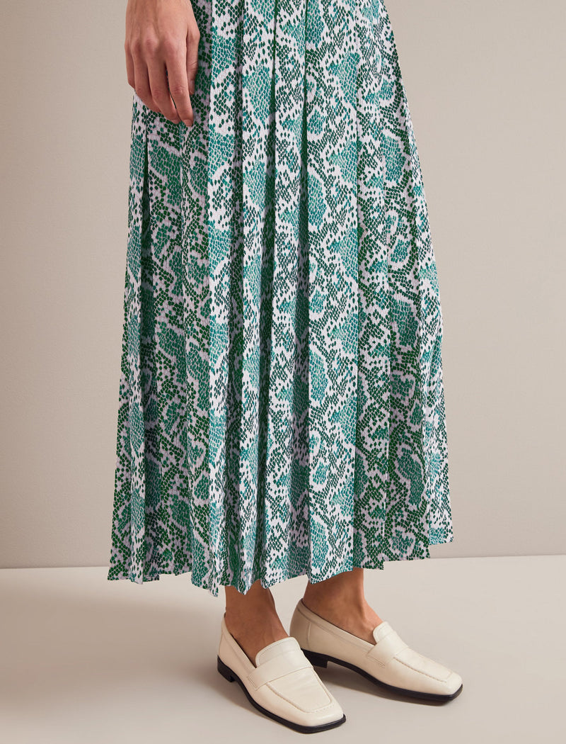 Sienna Maxi Skirt - Green Snakeskin Print