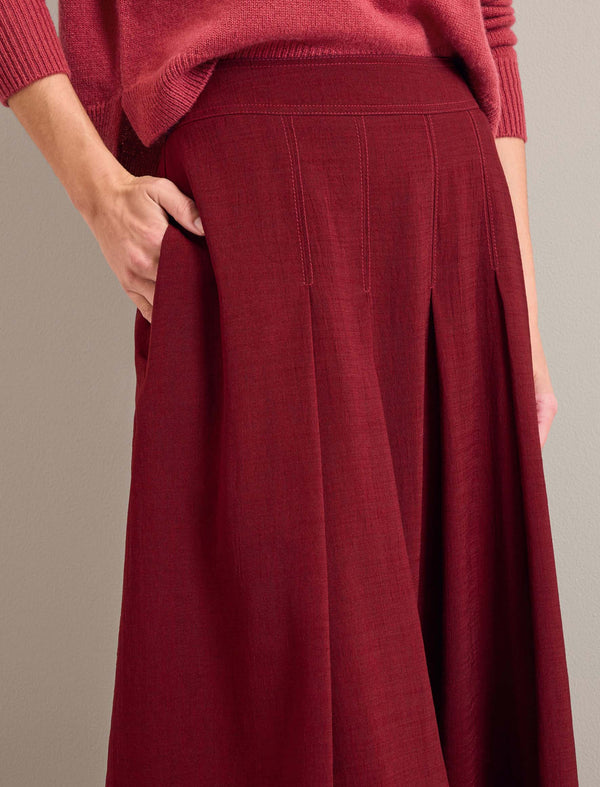 Sophia Techni Voile Pleated Maxi Skirt - Dark Red