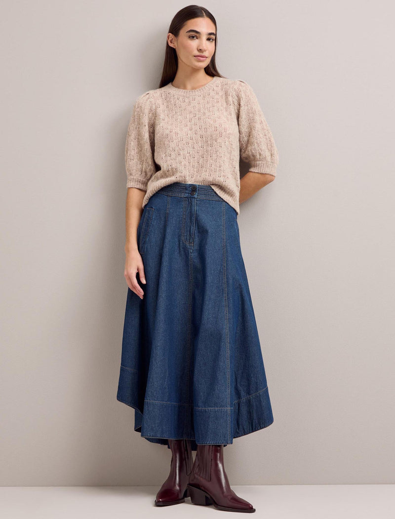 Salomi Denim Maxi Skirt - Dark Blue