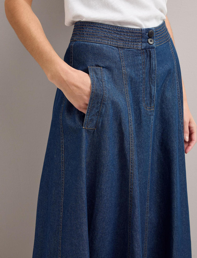 Salomi Denim Maxi Skirt - Dark Blue