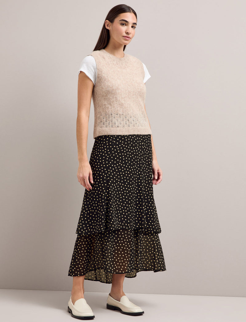 Lotta Maxi Skirt - Black Cream Polka Dot