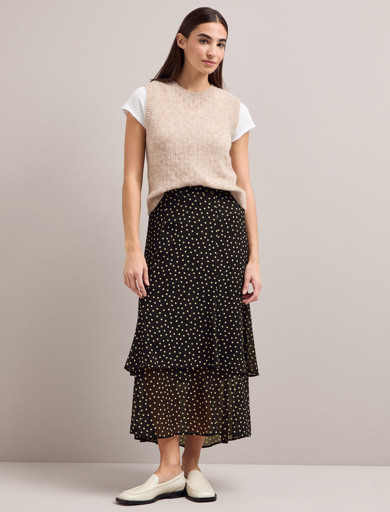 Lotta Maxi Skirt - Black Cream Polka Dot