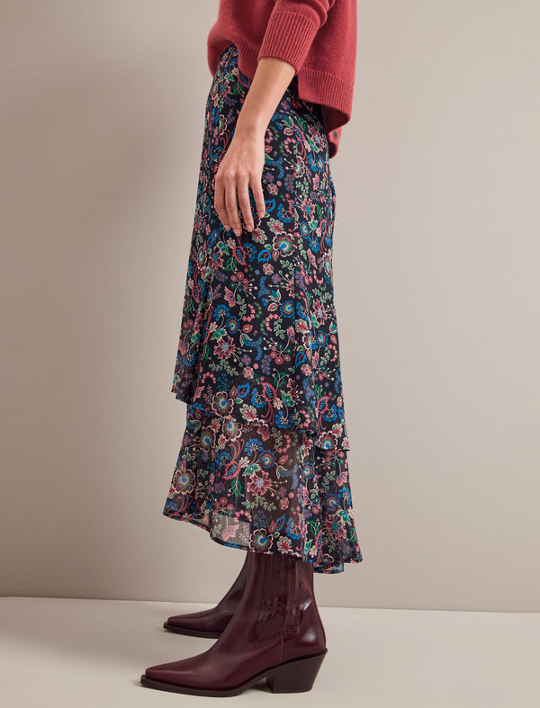 Lotta Maxi Skirt - Navy Multi Large Floral Print