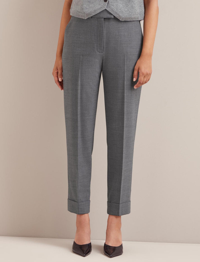 Clement New Wool Easy Waist Turn Up Trouser - Mid Grey