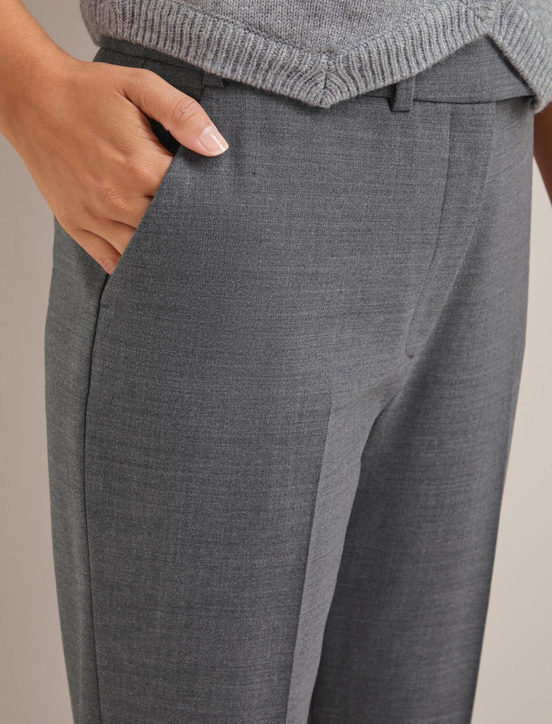 Clement New Wool Easy Waist Turn Up Trouser - Mid Grey