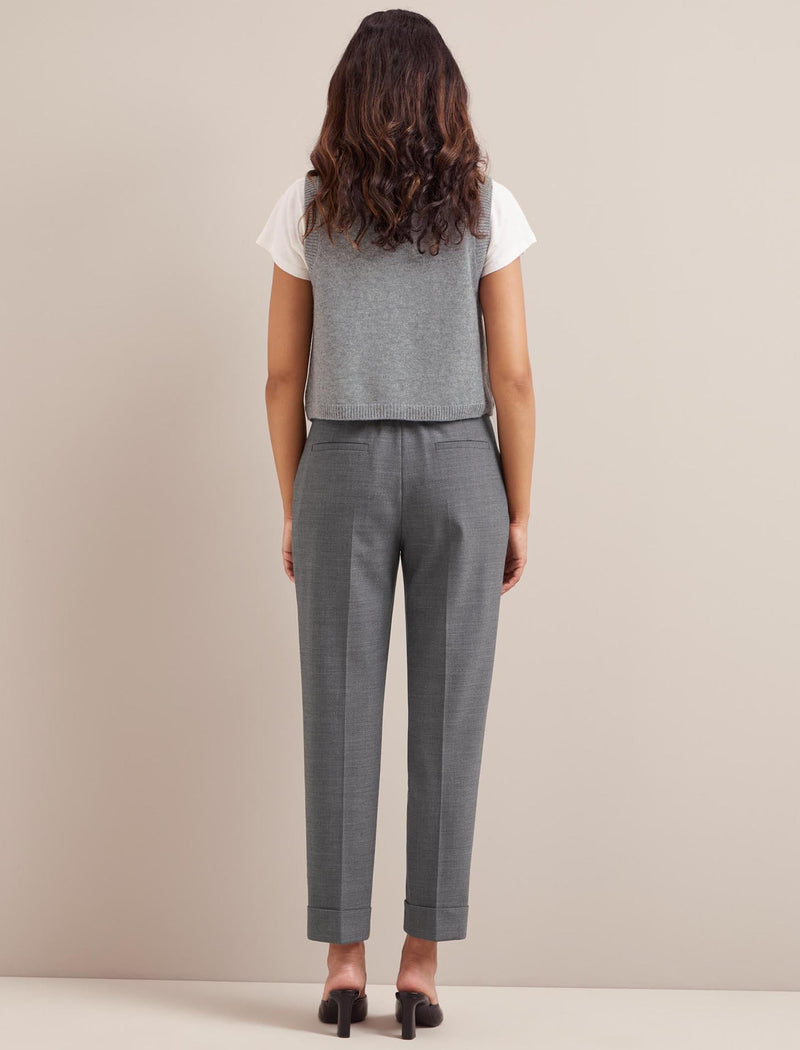 Clement New Wool Easy Waist Turn Up Trouser - Mid Grey