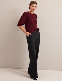 Terence New Wool Wide Leg Trouser - Black