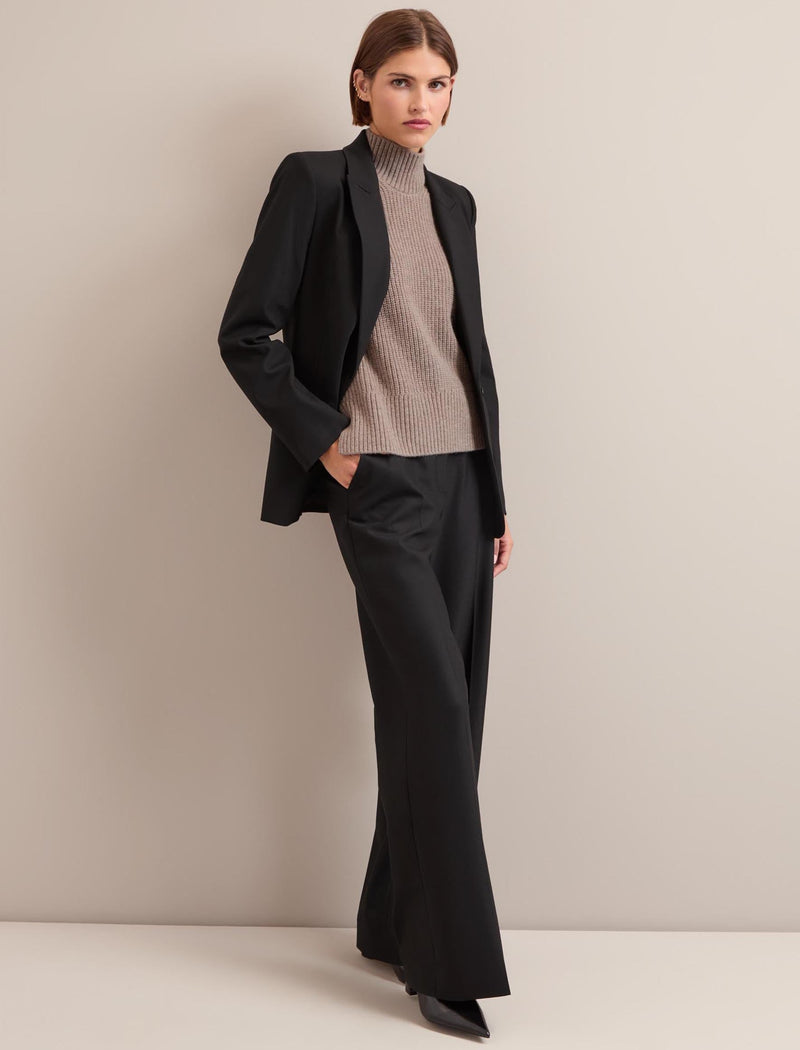 Terence New Wool Wide Leg Trouser - Black