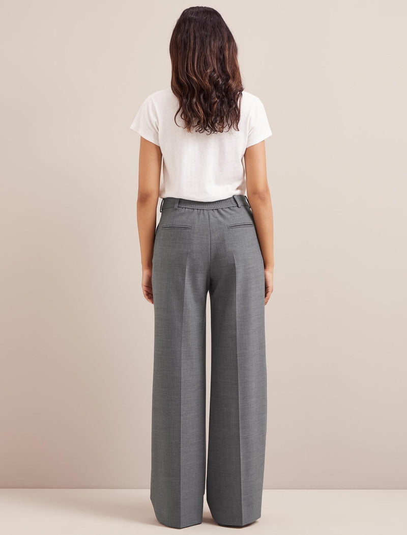 Terence New Wool Wide Leg Trouser - Mid Grey