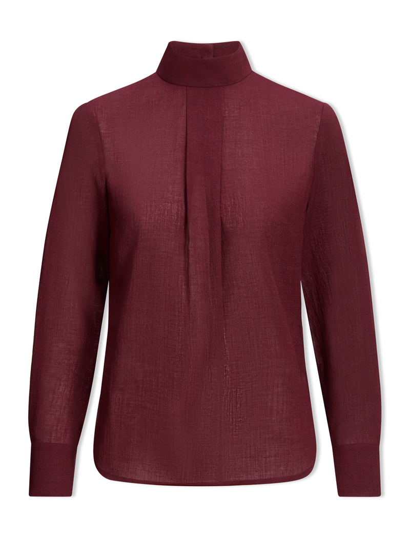 Riley Techni Voile Blouse - Burgundy