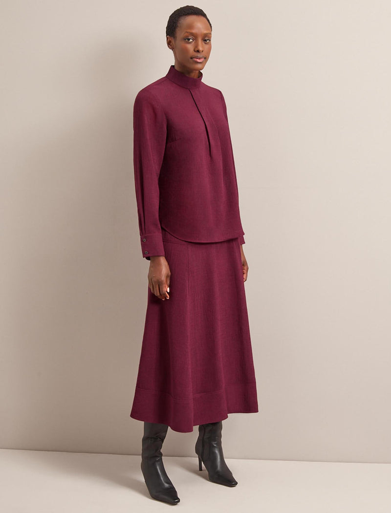 Riley Techni Voile Blouse - Burgundy