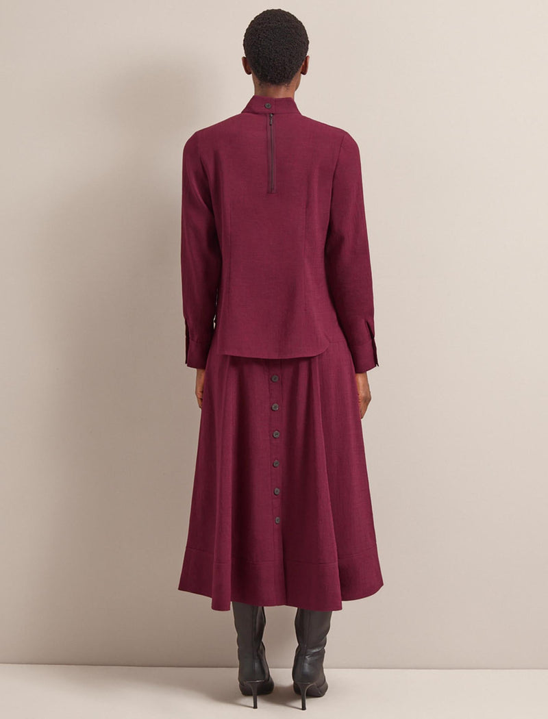 Riley Techni Voile Blouse - Burgundy